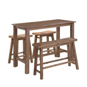Boraam Sonoma 4pc Wood Pub Set in Barnwood Wire-Brush Finish