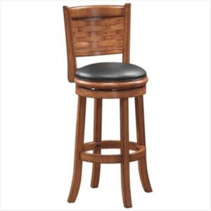 Boraam Sumatra 29in. High Back Swivel Wood Bar Stool - Brush Oak Finish