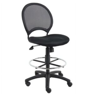 Boss Office Products Mesh Drafting Stool with Casters, Black