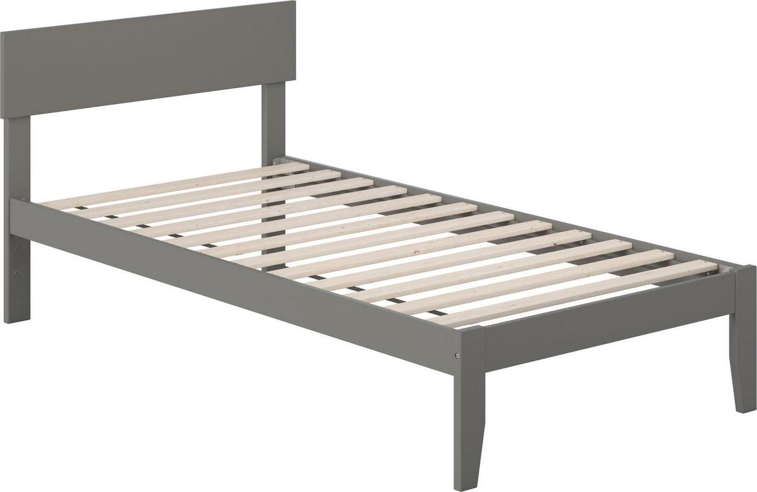 AFI Boston 14" Twin Wood Platform Bed Frame with Modern Headboard, Grey