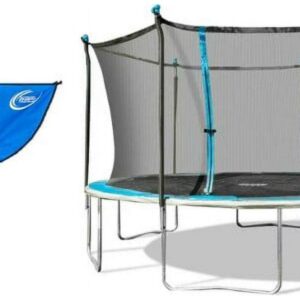 "Bounce Pro 14' Trampoline with Flashlight Zone with Skywalker Trampolines Basketball Game"