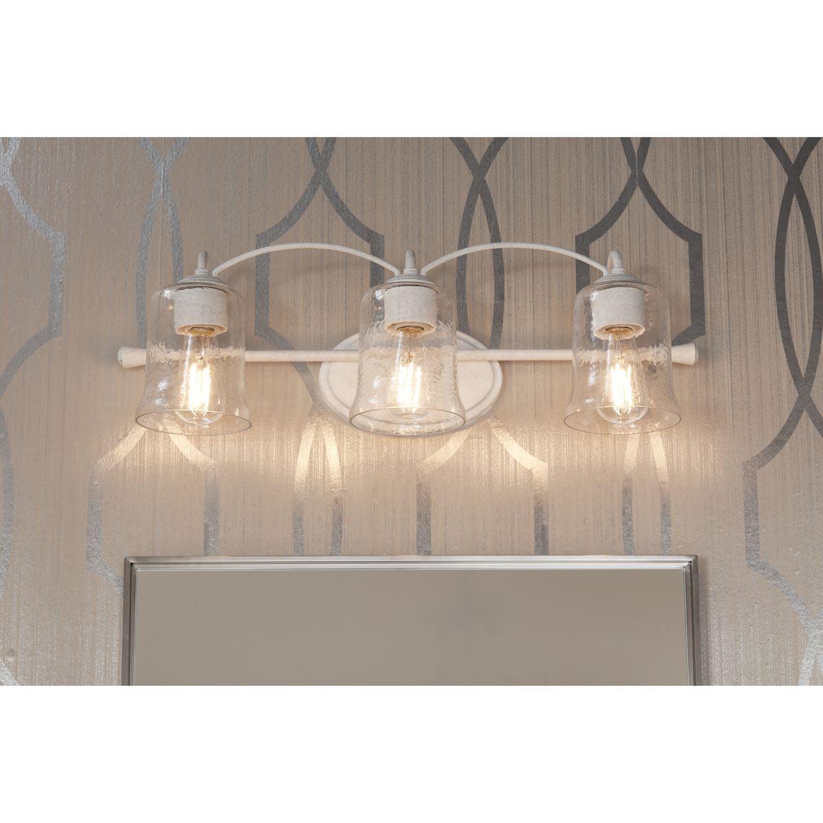 Bowman Collection Three-Light Cottage White Clear Chiseled Glass Coastal Bath Vanity Light - Image 3