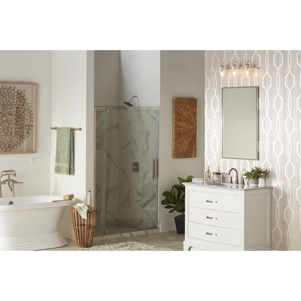 Bowman Collection Three-Light Cottage White Clear Chiseled Glass Coastal Bath Vanity Light - Image 2