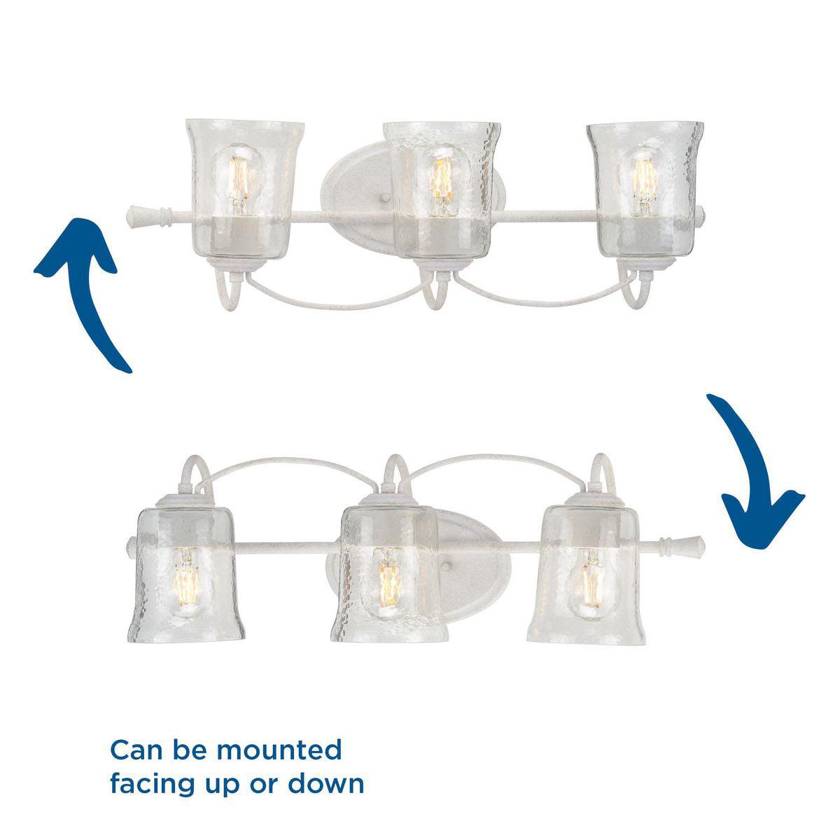 Bowman Collection Three-Light Cottage White Clear Chiseled Glass Coastal Bath Vanity Light - Image 12