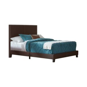 Boyd Eastern King Upholstered Bed with Nailhead Trim Brown
