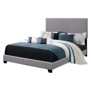 Boyd Queen Upholstered Bed with Nailhead Trim Grey