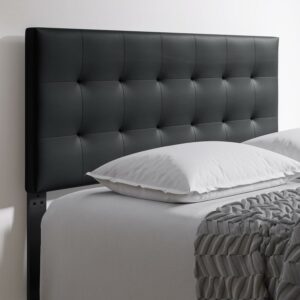 Boyd Sleep Faux Leather Instant Adjustable Headboard, Black