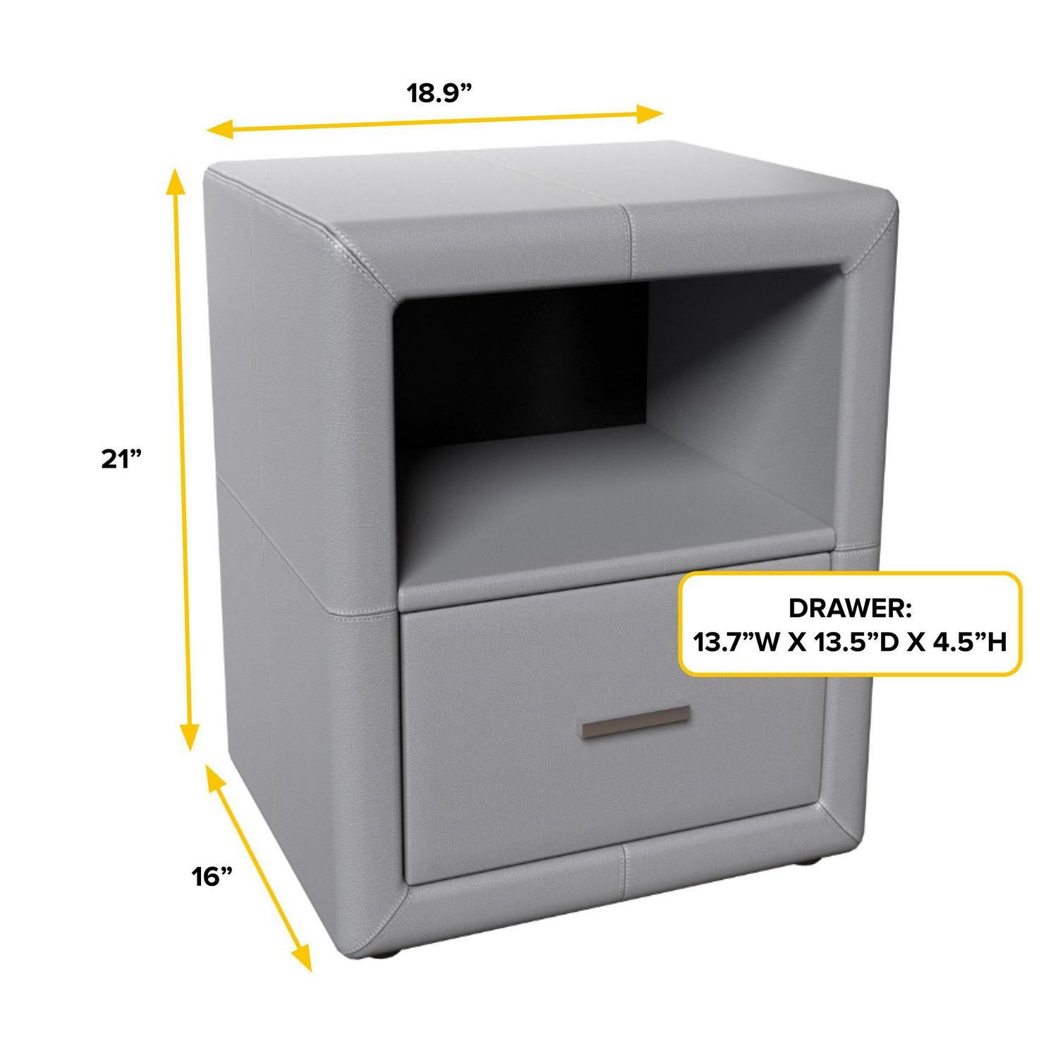 Boyd Sleep Lombardi Upholstered Faux Leather Nightstand - Image 5