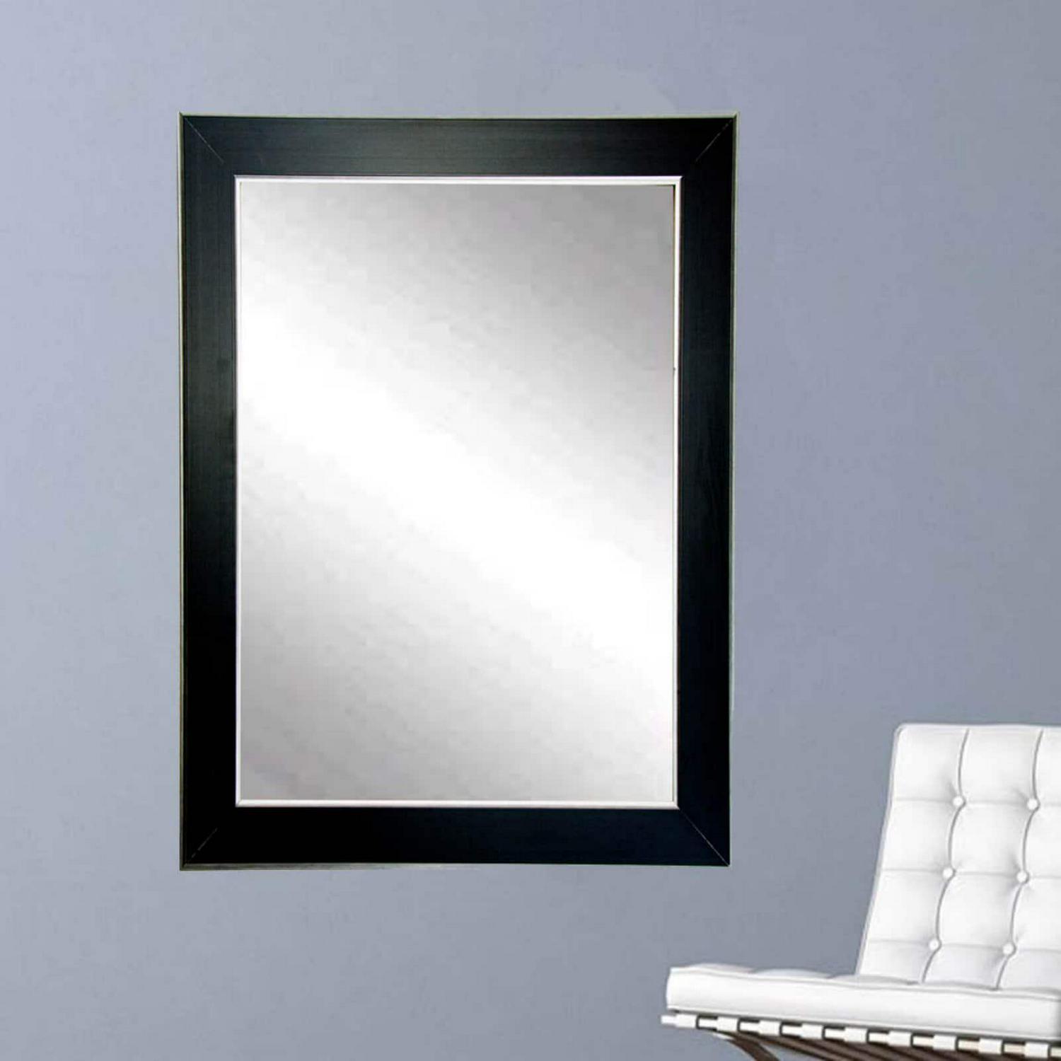 Silver Accent Black Framed Vanity Wall Mirror 32''x 50''