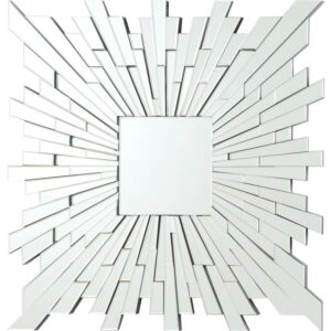 Coaster Brantley 40 x 40 Inch Square Sunburst Wall Mirror Silver