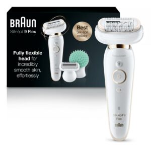 Braun Silk-epil 9 Flex 9-020 - Epilator for Women, White/Gold