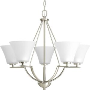 P4623-09-Progress Lighting-Bravo - 23 Inch Height - Chandeliers Light - 5 Light - Line Voltage-Brushed Nickel Finish-Etched Glass Color -Traditional