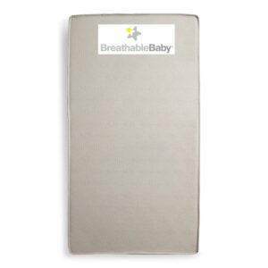 BreathableBaby EcoCore 300 2-Stage Dual-Sided Crib Mattress — Firm for Infants, Softer for Toddlers – Non-Toxic, Water & Stain Resistant, No VOCs or Chemicals, No Foam or Latex — 52” x 28” x 6”
