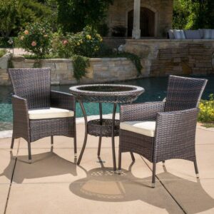 Brianna Wicker 3 Piece Round Patio Dining Set with Cushion