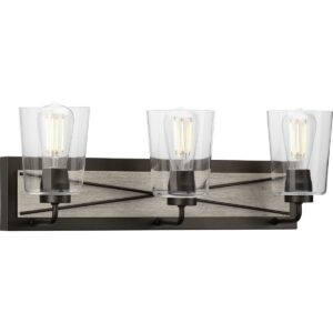 Briarwood Collection 3-Light Graphite Clear Glass Coastal Bath Vanity Light
