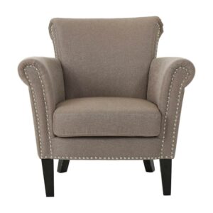 Christopher Knight Home Brice Contemporary Scroll Arm Club Chair with Nailhead Trim by Coffee