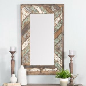 Brogan Distressed Wood Slat Wall Mirror Multi-Colored 43" x 26" by Aspire