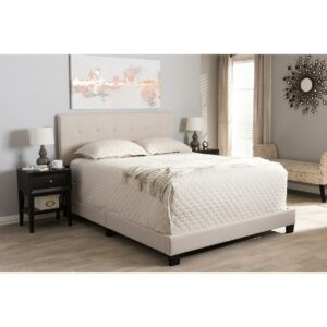 Brookfield Beige Fabric Upholstered Grid-Tufted Full-Size Bed