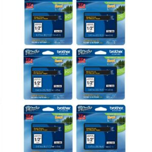 Brother Genuine TZe-334 1/2" Gold on Black Standard Laminated Tape for P-Touch Labeler, 6 Pack