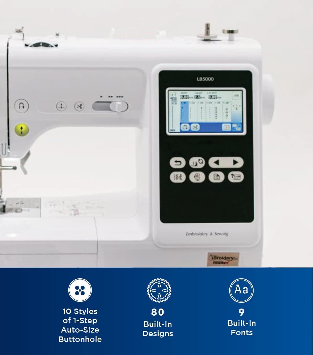 Brother LB5000 Computerized Sewing and Embroidery Machine, 80 Built-in Designs, 103 Built-in Stitches, 4" x 4" Hoop Area, 3.7" LCD Touchscreen - Image 4