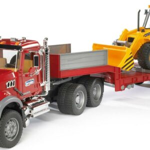 Bruder 1/16 Mack Granite Flatbed Truck w/ Low Loader & JCB Loader Backhoe 02813