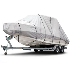 Budge Hard Top T-Top Boat Cover, 600 Denier UV & Water-Resistant Polyester, Fits Boats 22-24 ft with Beam up to 106", Gray