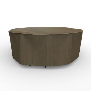 Budge M Black and Tan Patio Round Table/Chairs Cover, StormBlock™ Hillside