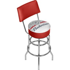 Trademark Gameroom Budweiser Label Design Bar Stool with Back Rest