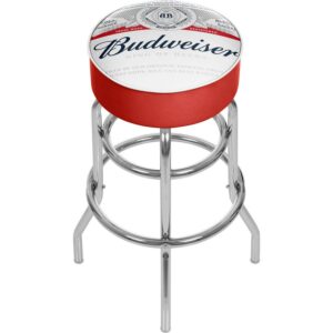 Trademark Gameroom Budweiser Label Design Bar Stool with Padded Seat