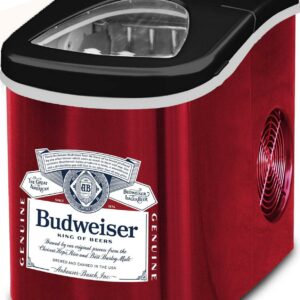 Budweiser ICE120 Stainless Steel Ice Maker, Red, 26Lbs, Counter top Ice Maker, LED display