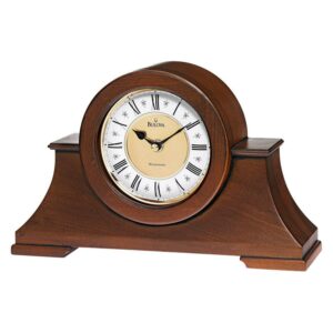 Bulova 12" Cambria Antiqued Walnut Mantel Clock