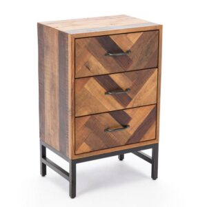 Boraam Benton Oak Wood 3 Drawer Nightstand with Natural Oak Finish