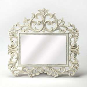 Artifacts - White - Rectangular - MDF, Mirrored glass - BUTLER FAVART CARVED WALL MIRROR