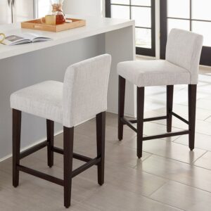 CHITA 25 inch Bar Stools Set of 2, Fabric in Ivory White
