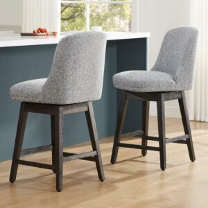 CHITA 26 in Upholstered Bar Stools Full Back, Fabric Counter Height Swivel Barstool Set of 2, Light Gray