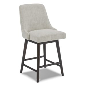 CHITA 26 inch Swivel Upholstered Fabric Barstool, Ivory