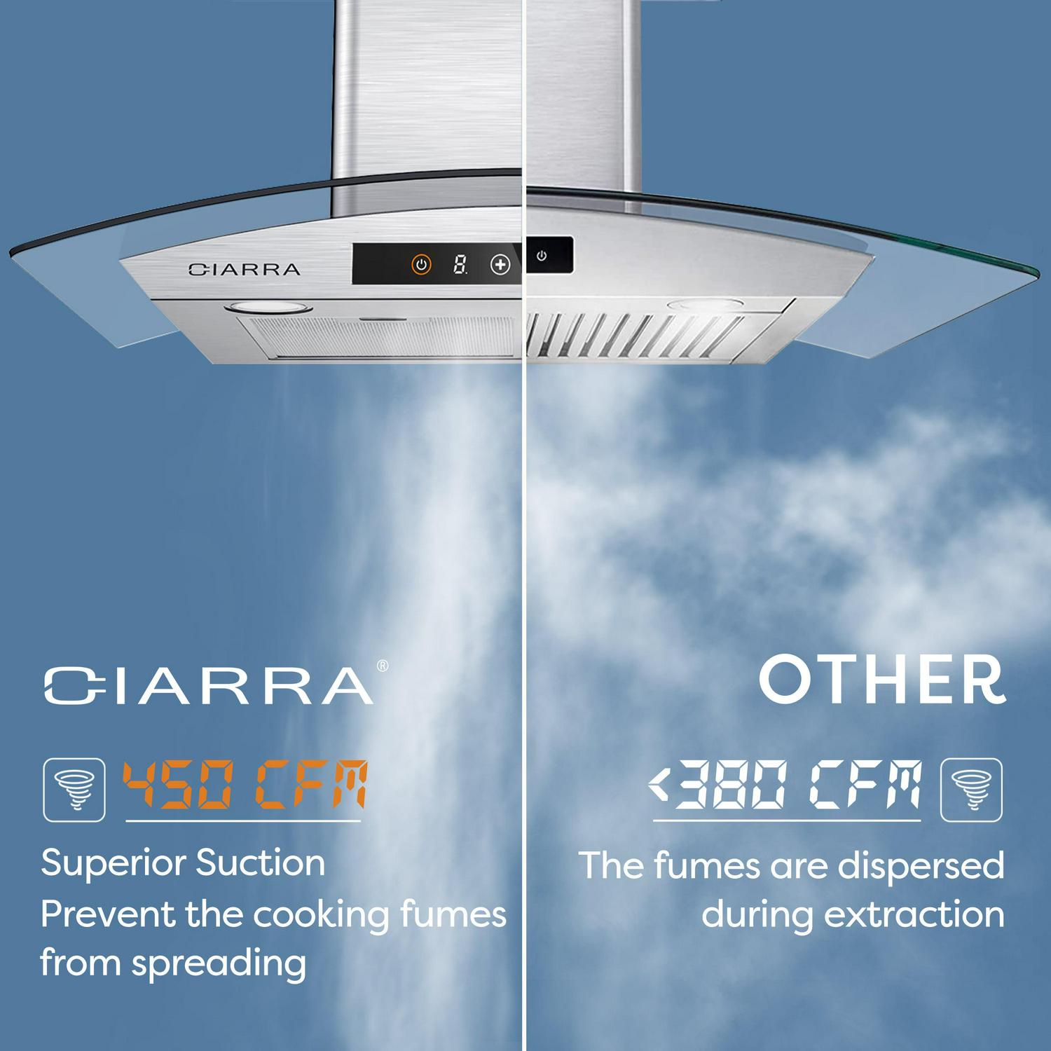 CIARRA Wall Mount Range Hood 30 inch 450 CFM with WIFI/Voice Control CAS502W75 - Image 4