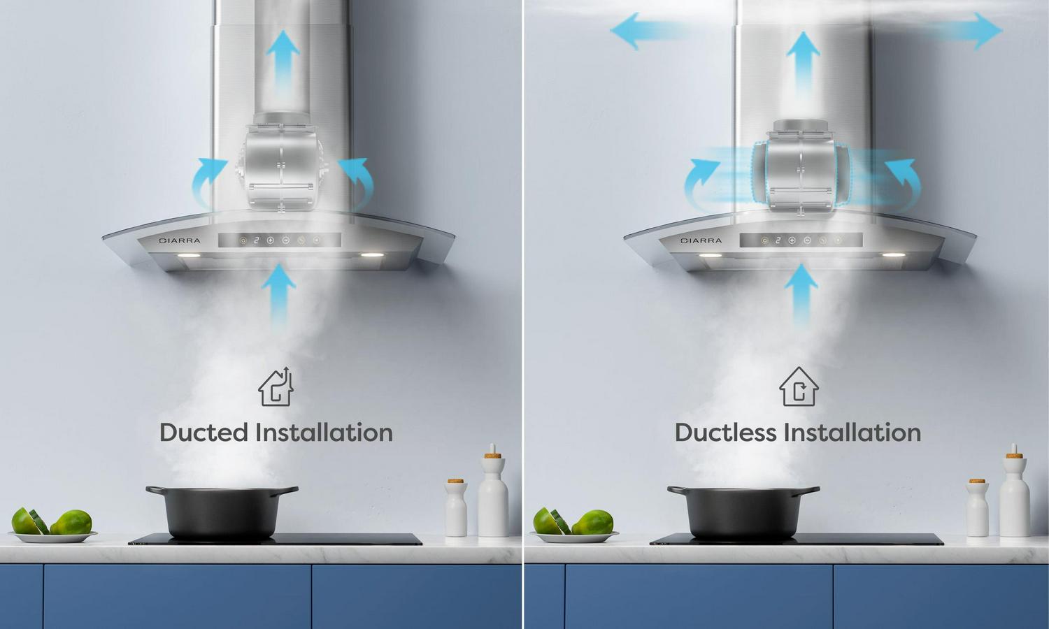 CIARRA Wall Mount Range Hood 30 inch 450 CFM with WIFI/Voice Control CAS502W75 - Image 2