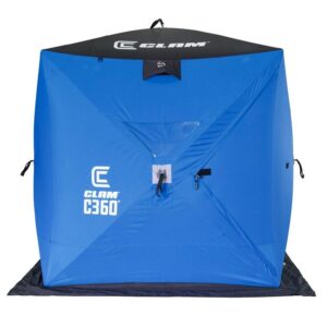 CLAM C-360 Portable 2-3 Person 6 Foot Pop-up Ice Fishing Angler Hub Shelter