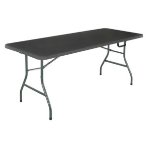 COSCO 6 ft. Fold-in-Half Banquet Table w/Handle, Black