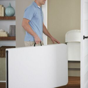 COSCO 8 ft. Fold-in-Half Banquet Table w/Handle, White