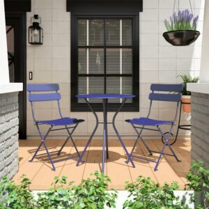 COSCO Outdoor Living, 3 Piece Bistro Set with 2 Folding Chairs, Navy