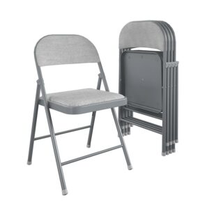 COSCO SmartFold Fabric Folding Chair, 4-Pack, Gray