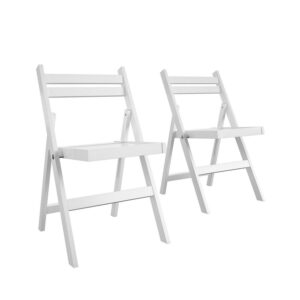 COSCO XL Folding Wood Chair, White, 2-Pack