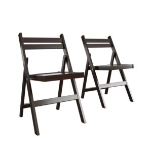 CoscoProducts COSCO XL Wood Slat Back Folding Chair, 2-Pack, Dark Mahogany