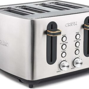 CRUX CRX14545 4-Slice Extra Wide Slot Stainless Steel Toaster with 6 Shade Setting Control, Silver