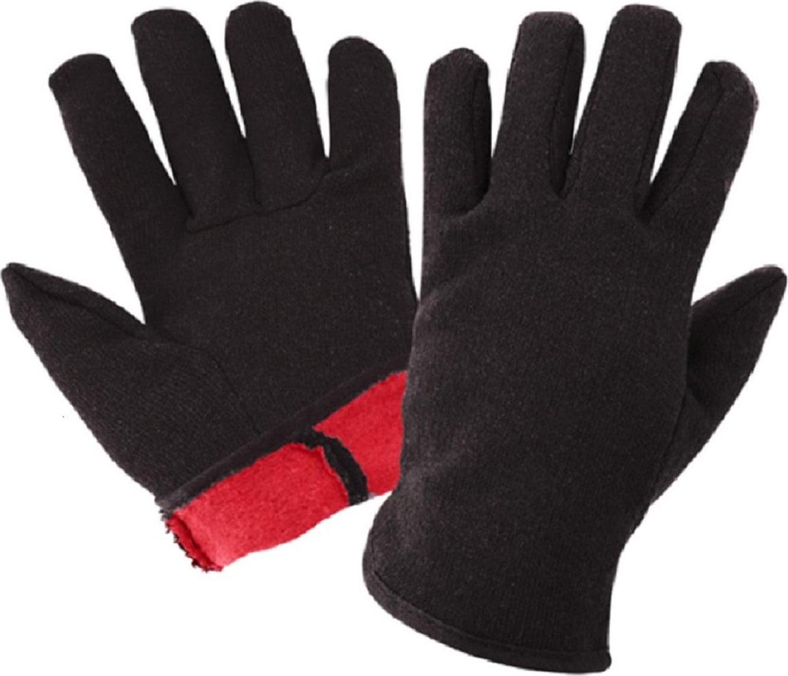 CT7100-L-72PK, Red Fleece Lined Brown Jersey Gloves, 72 Pair Value Pack