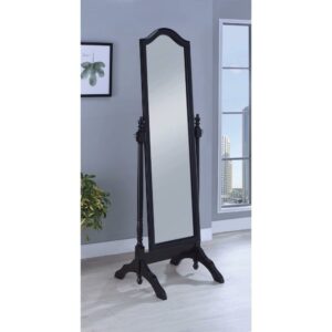 Cabot Rectangular Cheval Mirror with Arched Top Black