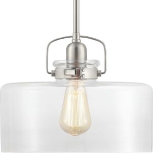 Progress Lighting Calhoun 1-Light Pendant, Brushed Nickel, Clear Glass Shade