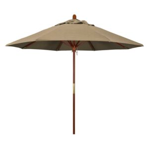 California Umbrella 9 ft. Sunbrella Marenti Wood Market Umbrella